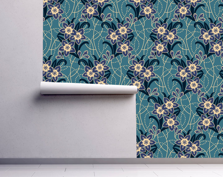 Wallpaper flowers pattern size W2XH10 light seamless pattern flowers.