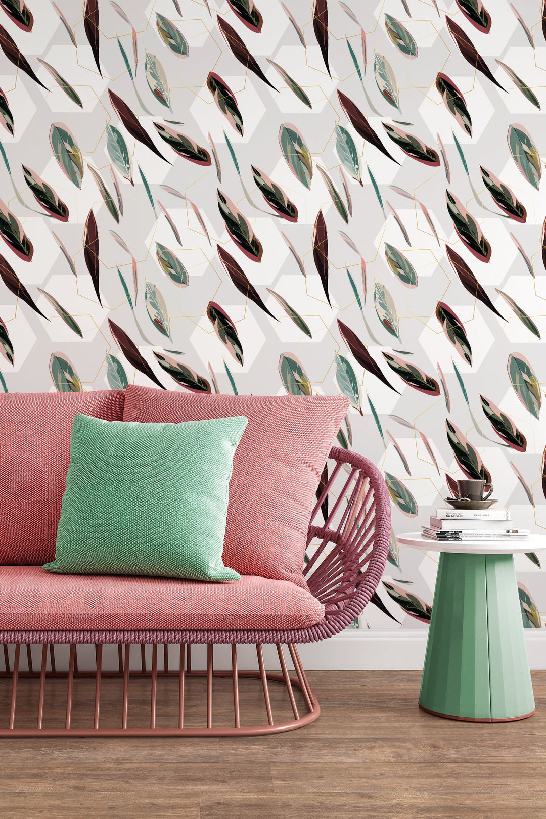 Abstract leaves,  wall mural, peel and stick wallpaper, wall decor #3102