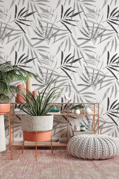 bamboo palm leaves wallpaper, wall mural, peel and stick, wall decor, design, tropical