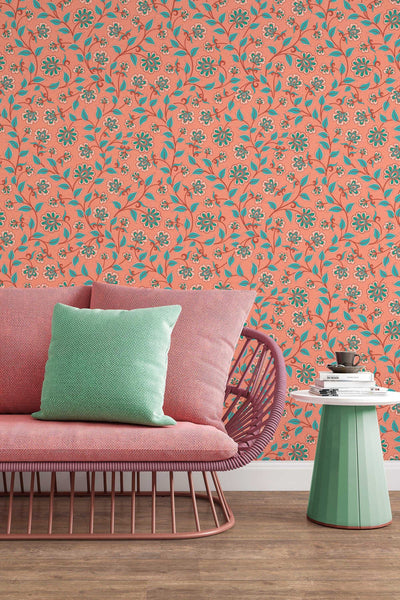 Floral ornament, traditional wallpaper and peel and stick wallpaper, wall decor design#3127