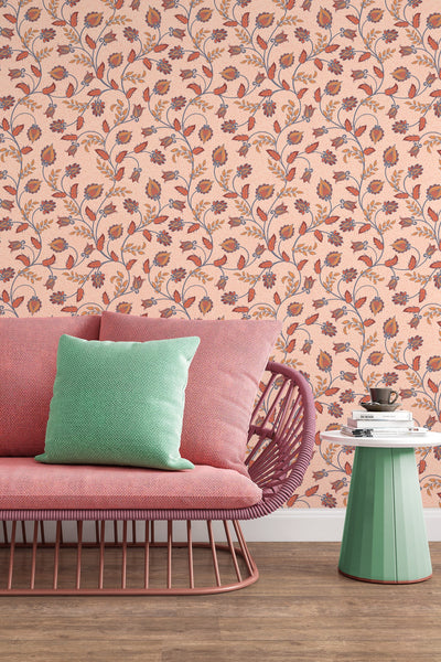 Floral ornament, traditional wallpaper and peel and stick wallpaper, wall decor design#3123