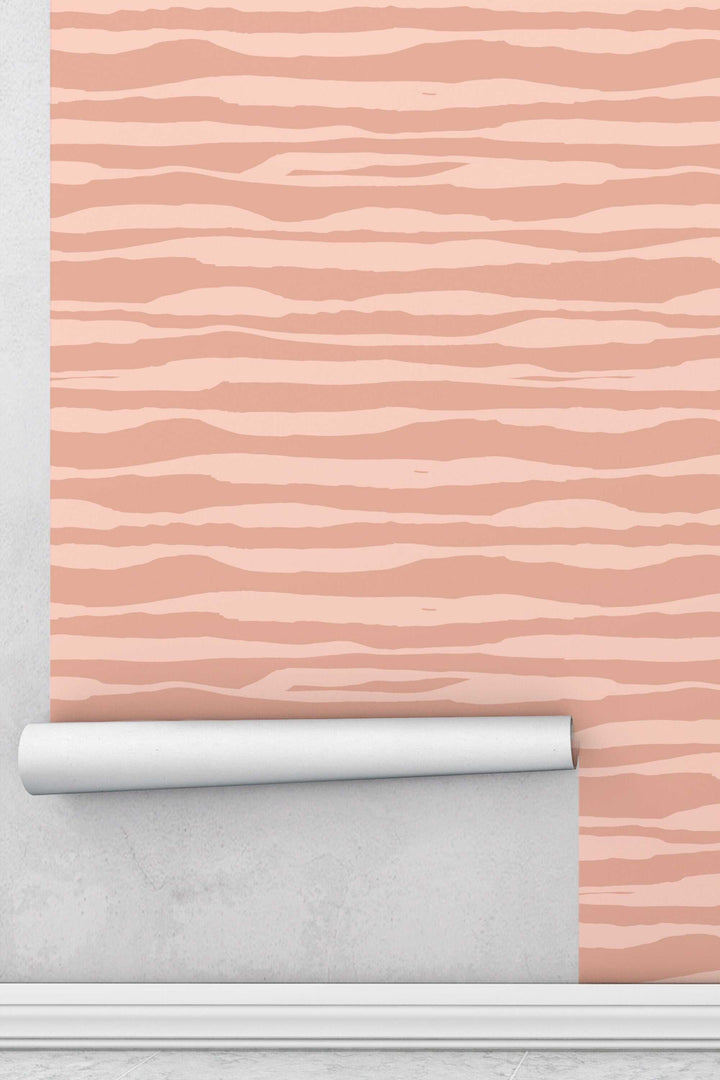 Red waves Hand made pattern traditional wallpaper and removable design#3041