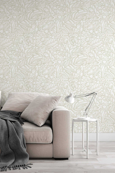 Buds floral pattern wallpaper design #3065- peel and stick removable self adhesive and traditional wallpaper