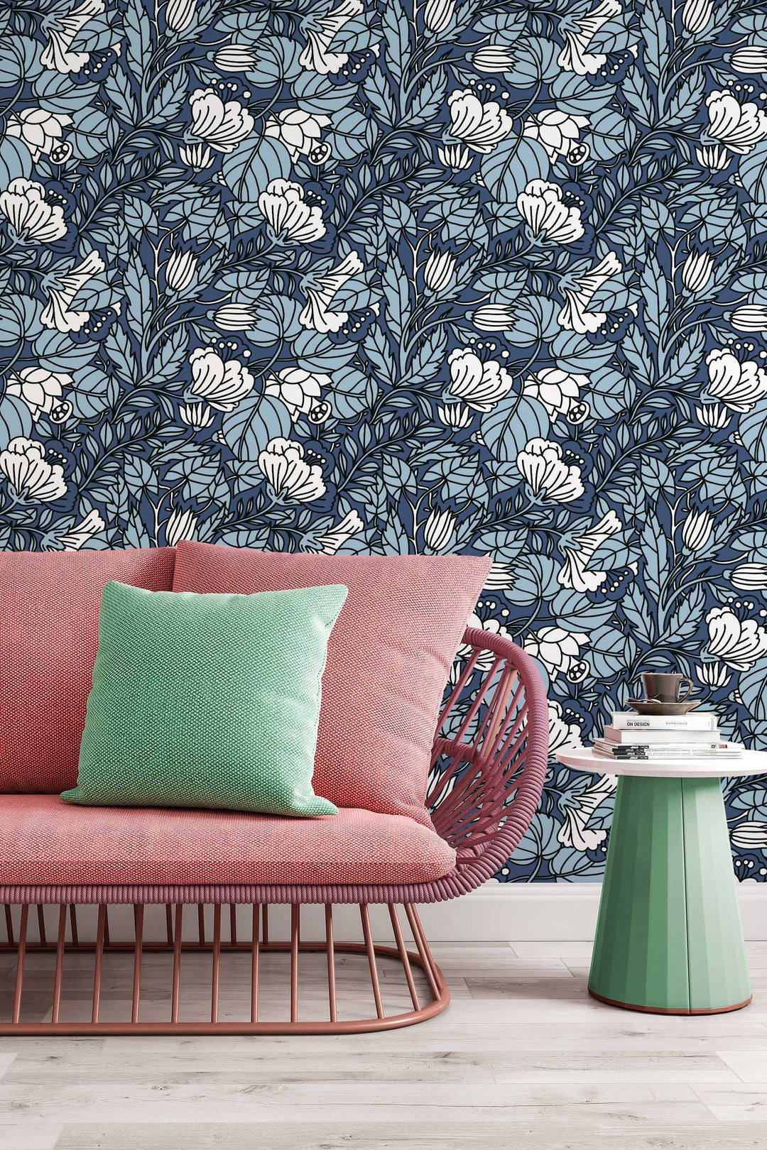 Buds floral pattern wallpaper design #3080- peel and stick removable self adhesive and traditional wallpaper