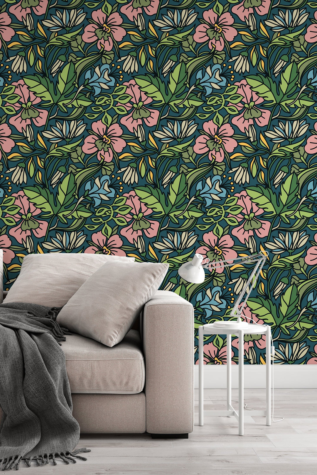 Buds floral pattern wallpaper design #3067- peel and stick removable self adhesive and traditional wallpaper