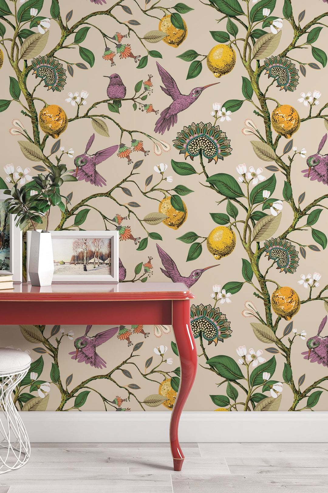 Hummingbird Paradise Wallpaper - Removable Vinyl Peel and Stick #3083