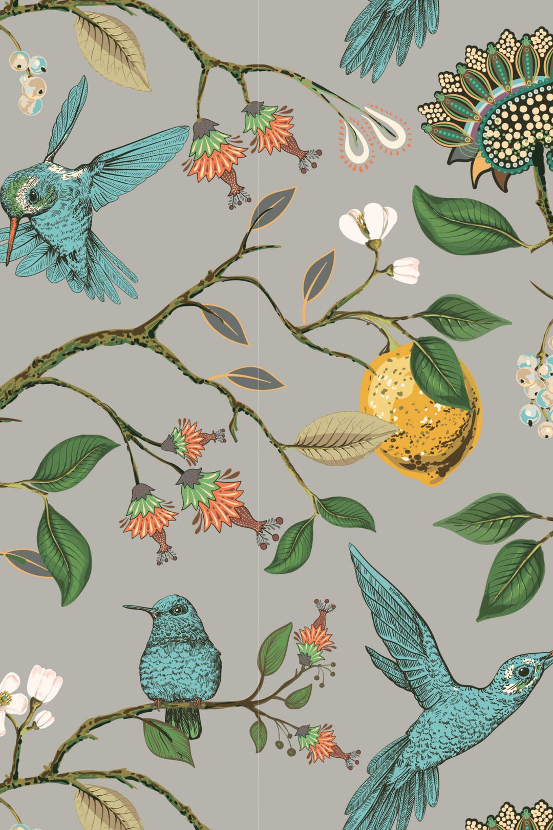 Hummingbird Paradise Wallpaper - Removable Vinyl Peel and Stick #3084