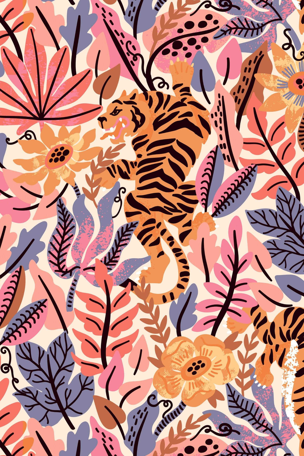 Tiger in the Woods Peel & Stick Wallpaper - Removable Self Adhesive #3096