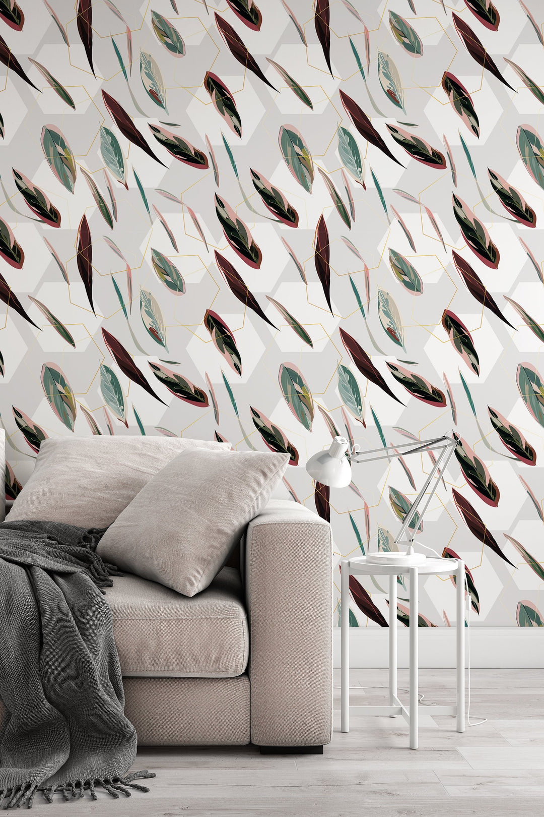 Abstract leaves,  wall mural, peel and stick wallpaper, wall decor #3102