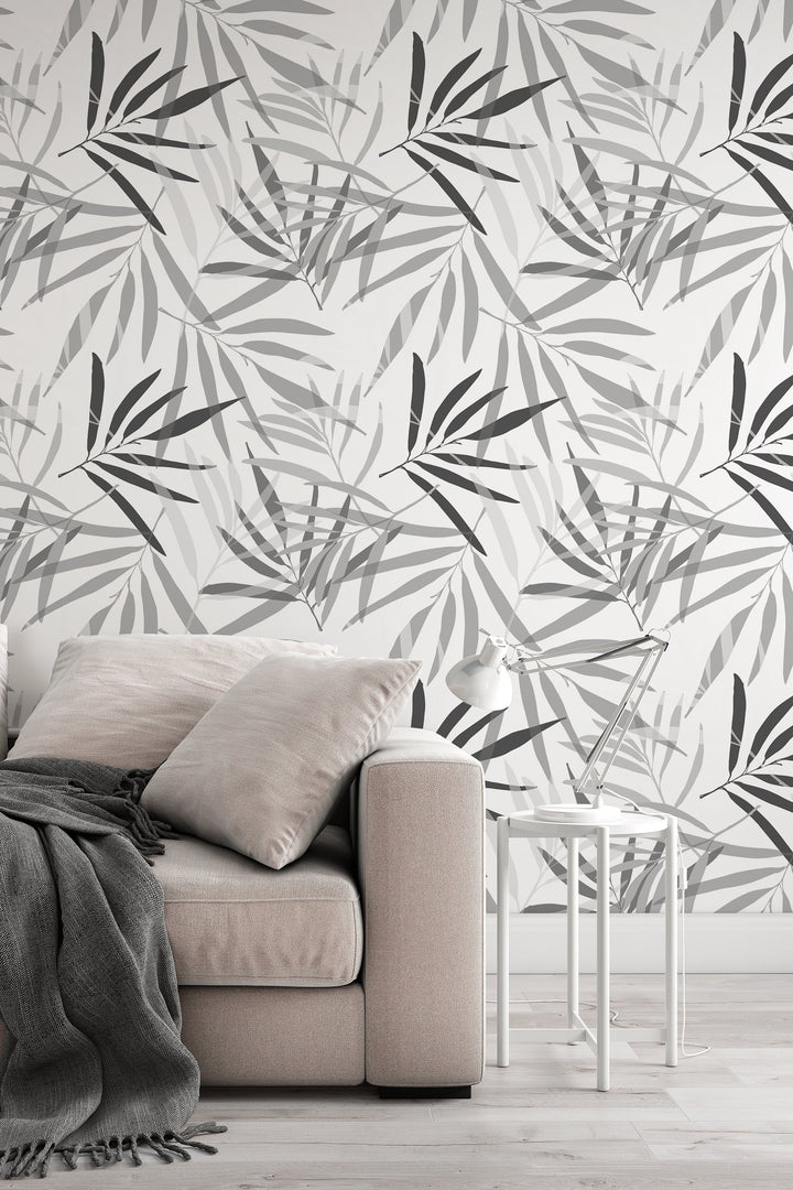 Pattern palm leaves wall mural, peel and stick wallpaper, wall decor design#3112