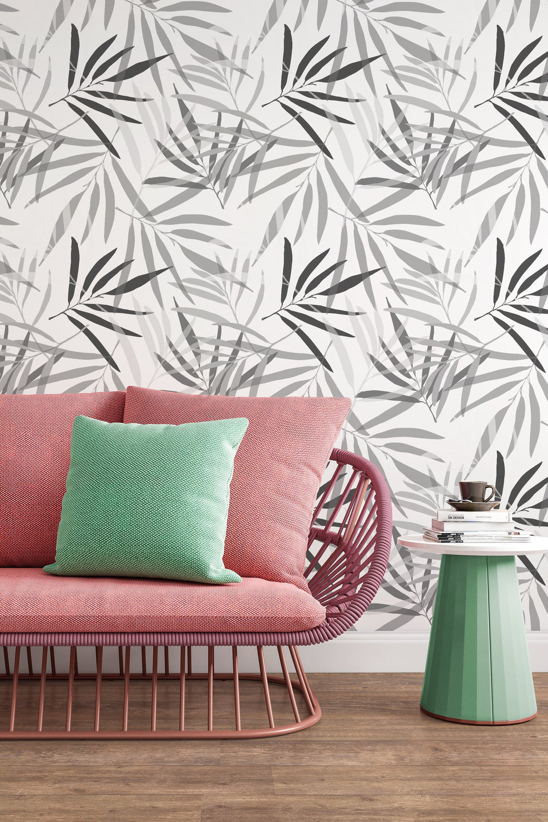 Pattern palm leaves wall mural, peel and stick wallpaper, wall decor design#3112