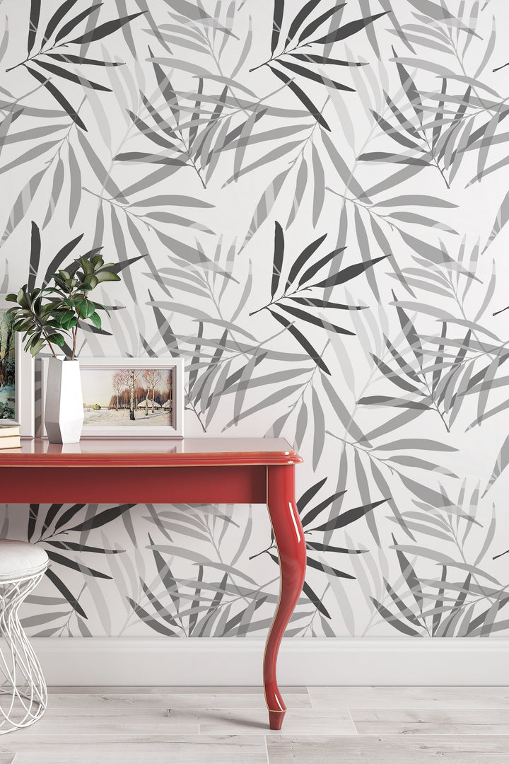 Pattern palm leaves wall mural, peel and stick wallpaper, wall decor design#3112