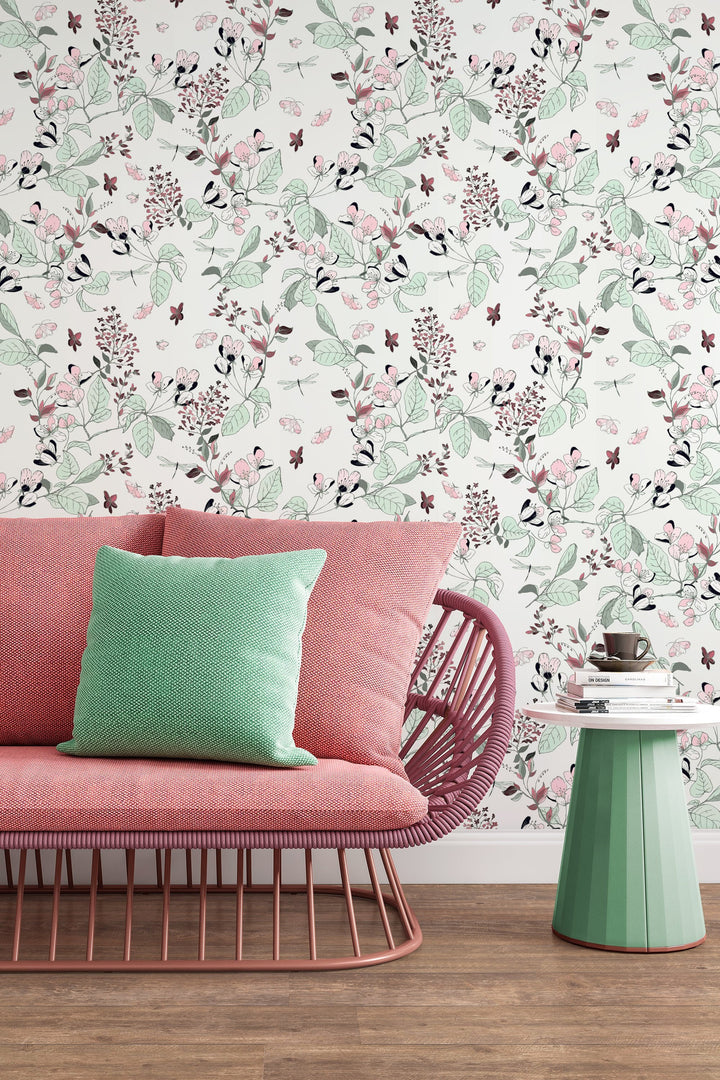 Apple flowers,  wall mural, peel and stick wallpaper, wall decor design#3103