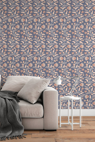 Floral ornament, traditional wallpaper and peel and stick wallpaper, wall decor design#3122