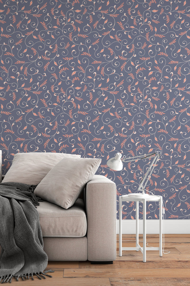 Floral ornament, traditional wallpaper and peel and stick wallpaper, wall decor design#3131