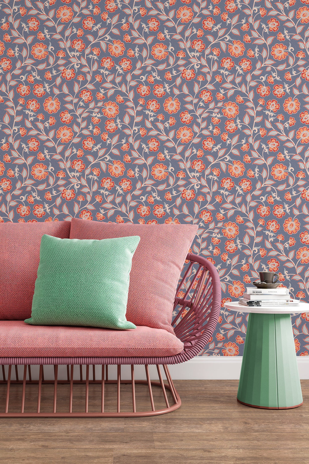 Floral ornament, traditional wallpaper and peel and stick wallpaper, wall decor design#3128