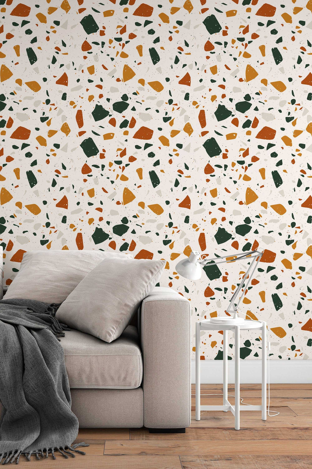 Terrazzo Peel and Stick Wallpaper, white background #3161