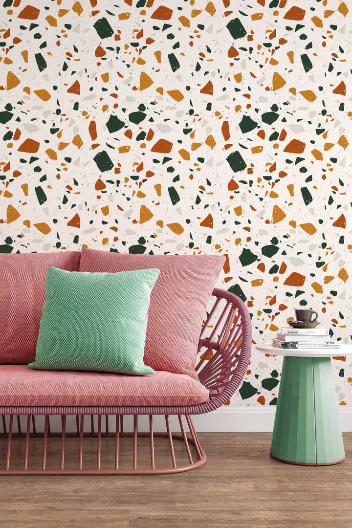 Boho Multicolor Terrazzo Peel and Stick Wallpaper #3161