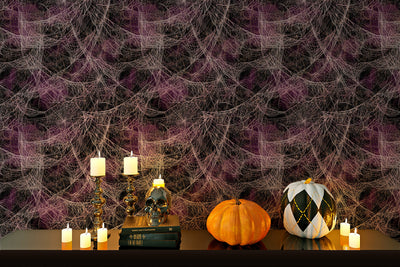 Halloween wallpaper spooky cobwebs Peel and Stick, pre-pasted Removable Halloween wall decor design #3166