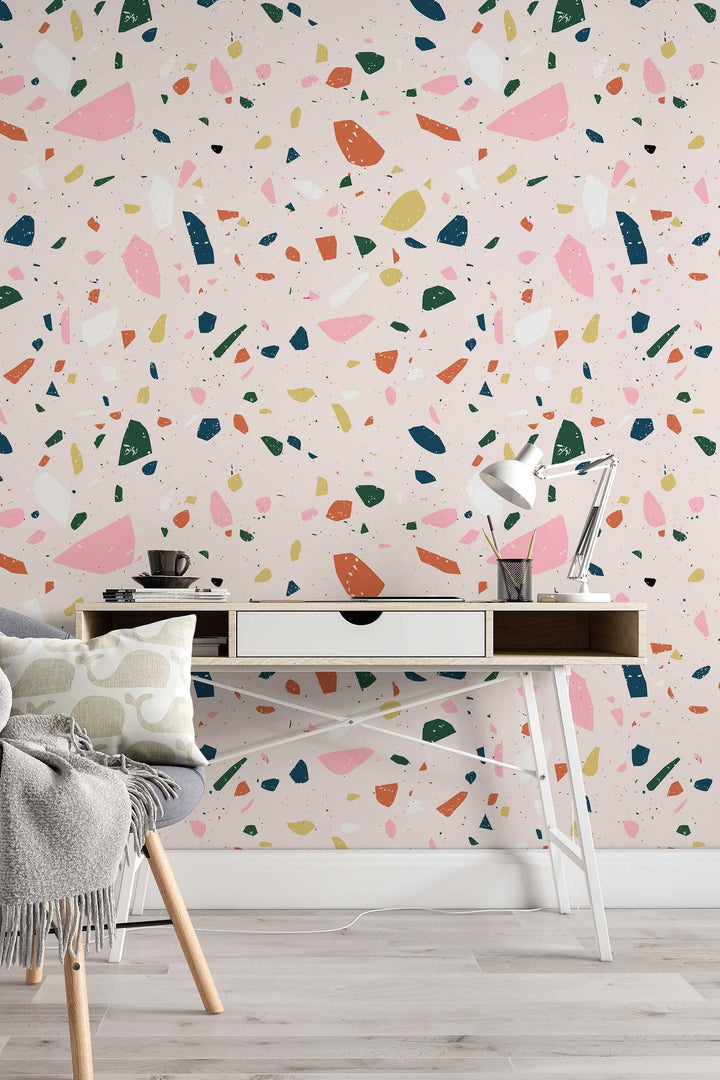 Boho Multicolor Terrazzo Wallpaper Peel and Stick and Traditional 3143
