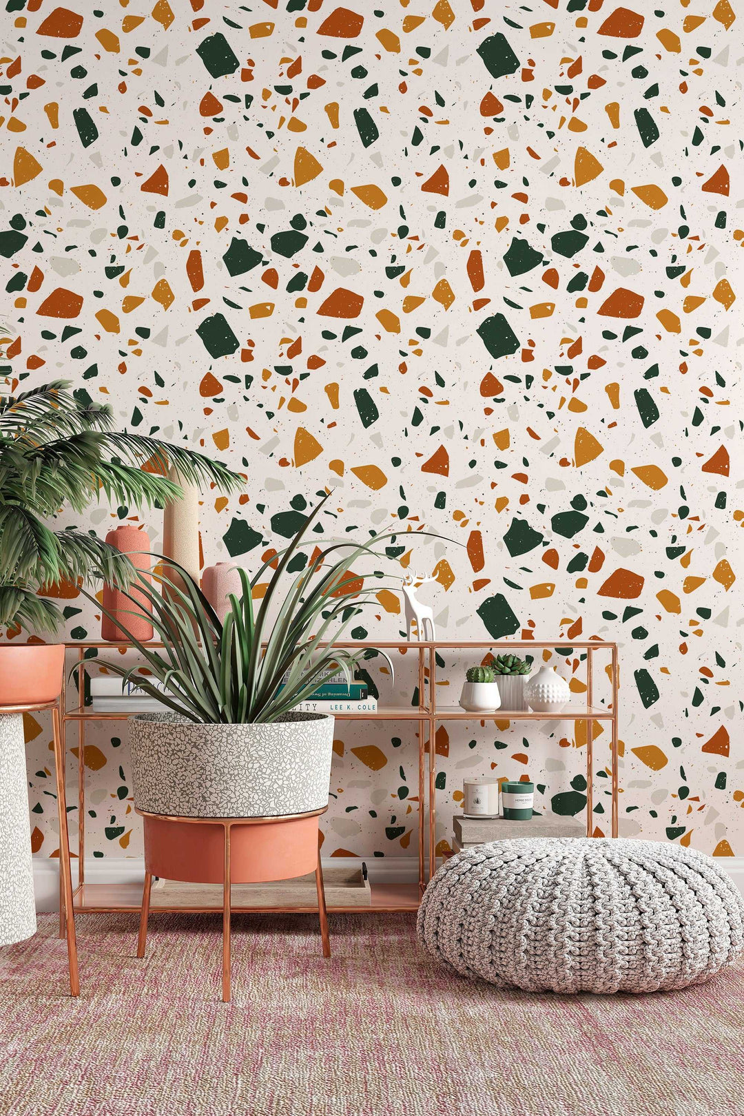 Boho Terrazzo Peel and Stick Wallpaper for living room