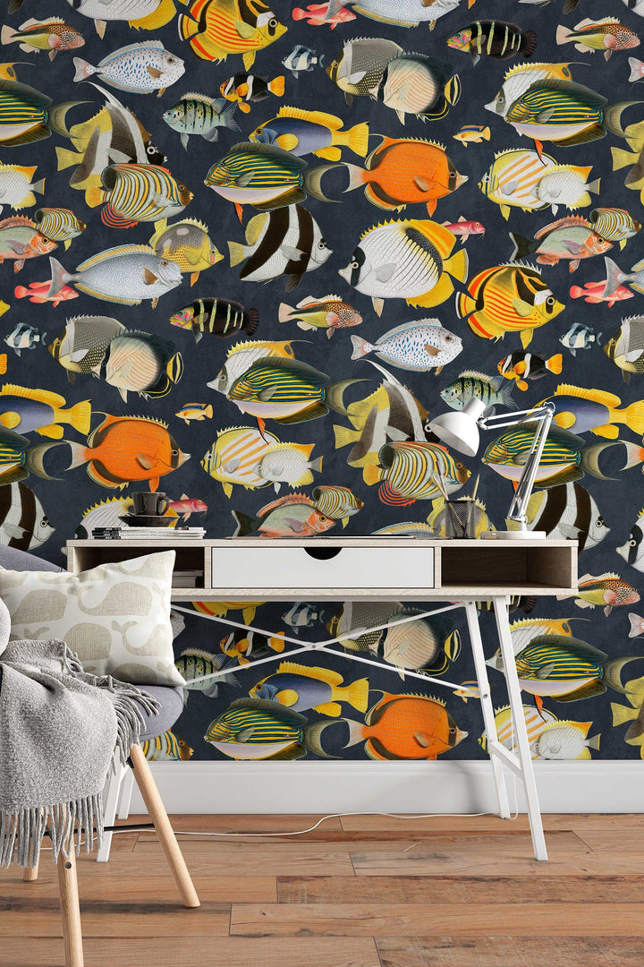 Wallpaper from an exotic collection with fish motifs - Peel & Stick Wallpaper - Removable Self Adhesive and pre-pasted wallpaper #3207