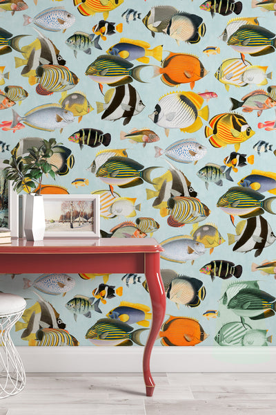 Wallpaper from an exotic collection with fish motifs - Peel & Stick - Removable Self Adhesive and traditional wallpaper #3210