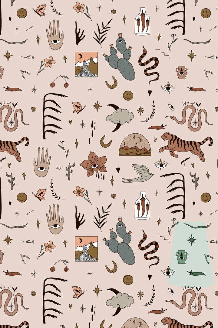 Mystical Desert Tiger Wallpaper Removable Peel and Stick & Traditional canvas Wallpaper, Animal Print #3211