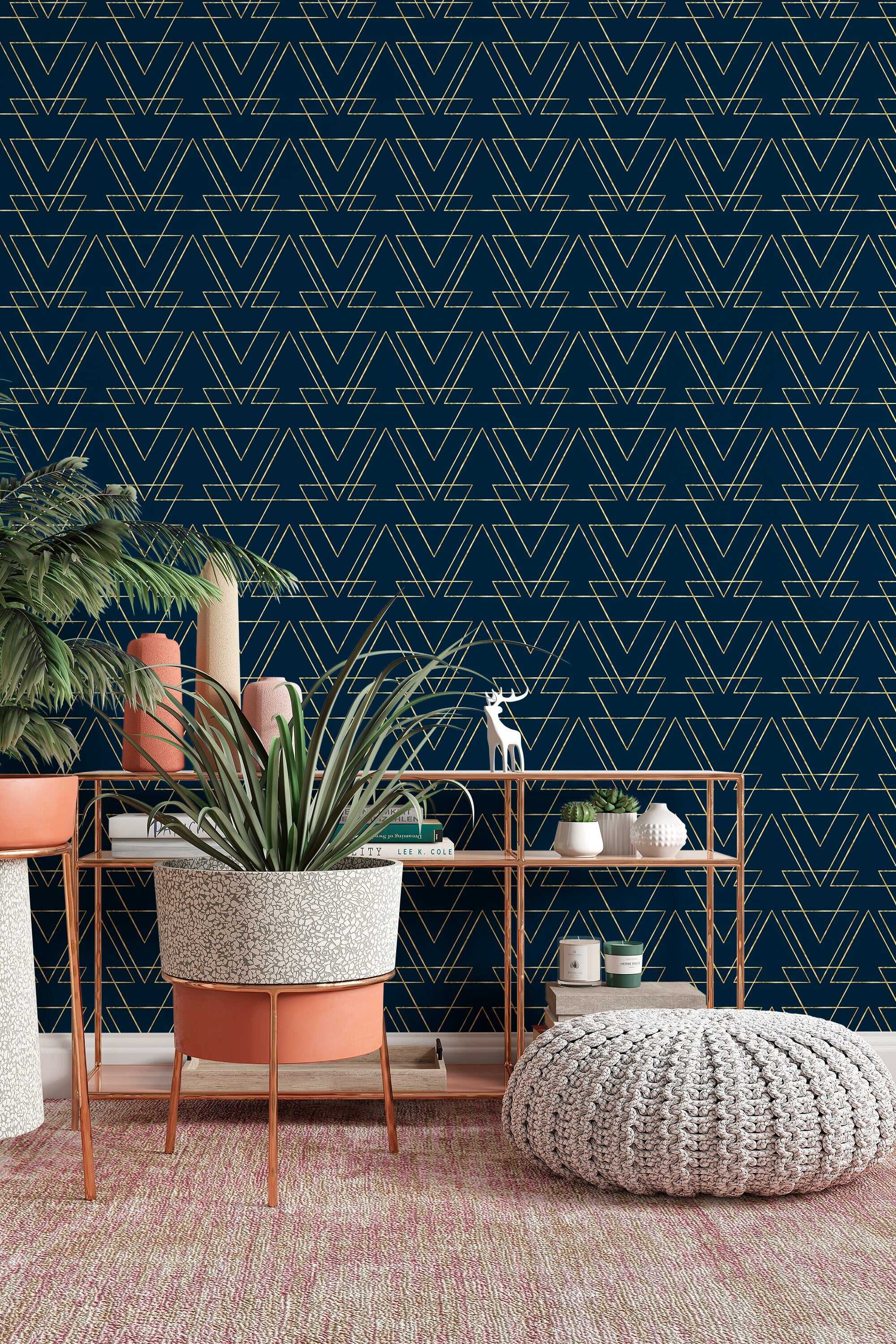 Faux gold geometric wallpaper in removable and traditional  Livettes