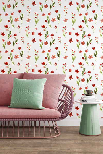 Meadow flowers - Peel & Stick Wallpaper - Removable Self Adhesive Wallpaper design #3229