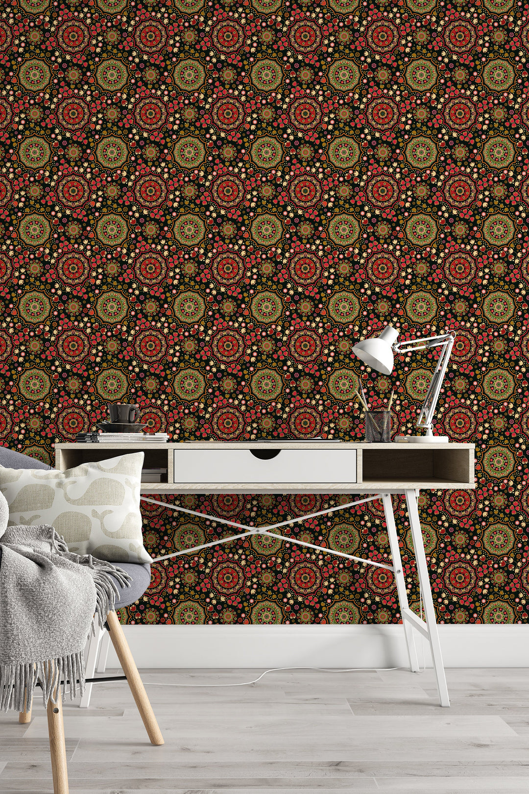 Indian pattern floral Self Adhesive Peel and Stick Wallpaper #3237