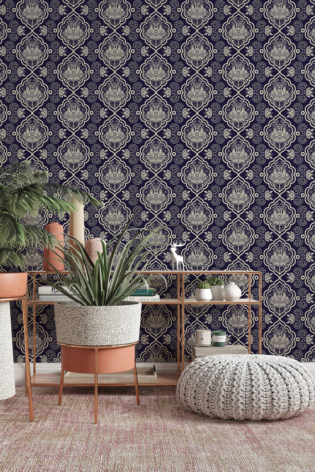 Indian pattern floral Self Adhesive Peel and Stick Wallpaper #3241
