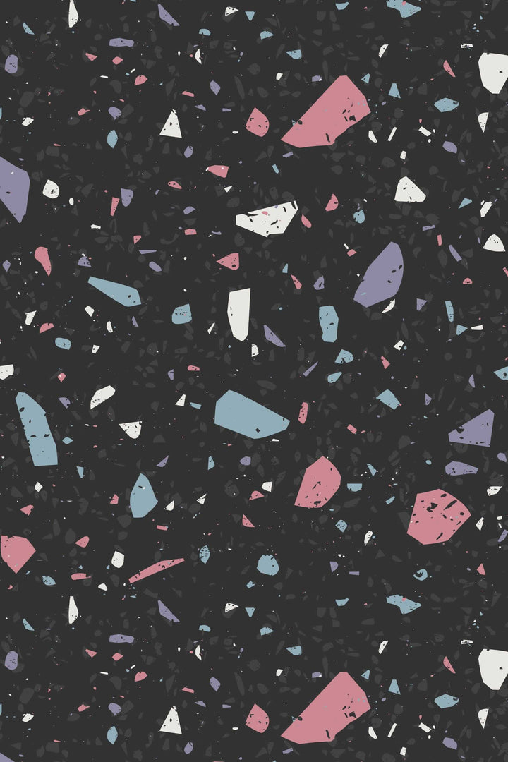 Dark Terrazzo Wallpaper Abstract Boho Neutral Minimalistic