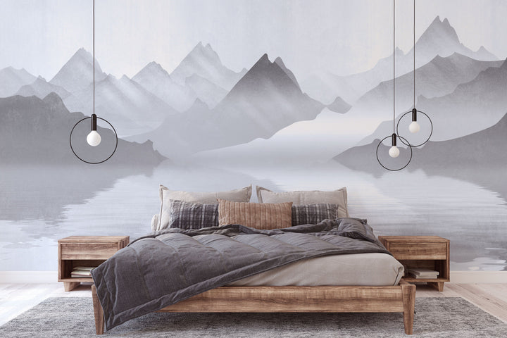 Mountains Watercolor murals Self Adhesive Peel and Stick Wallpaper #3246