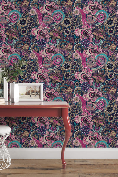 Indian pattern floral Self Adhesive Peel and Stick Wallpaper #3234