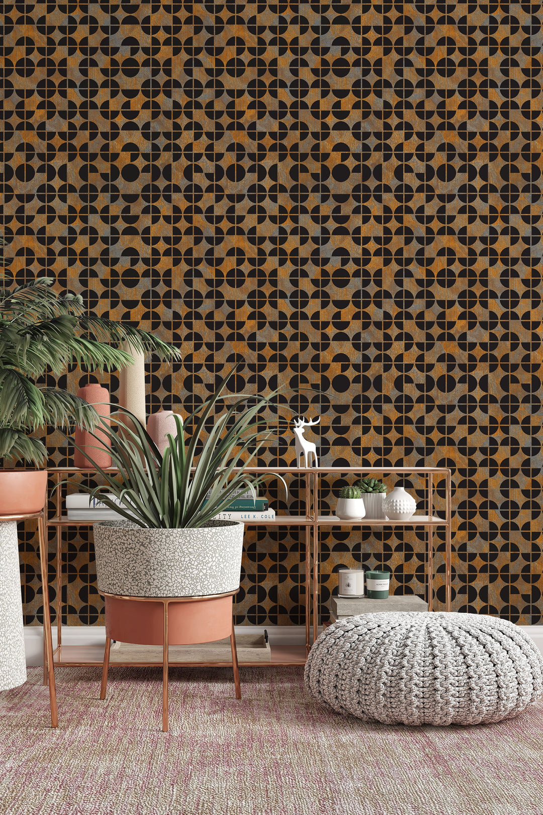 EXCLUSIVE - Moons on the brushed metall wallpaper - Peel & Stick Wallpaper - Removable Self Adhesive and Traditional wallpaper #3264