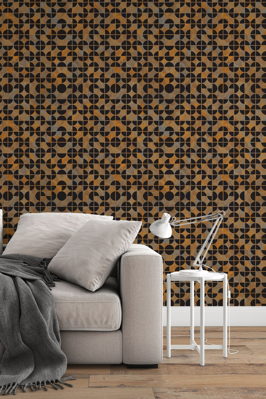 EXCLUSIVE - Moons on the brushed metall wallpaper - Peel & Stick Wallpaper - Removable Self Adhesive and Traditional wallpaper #3264