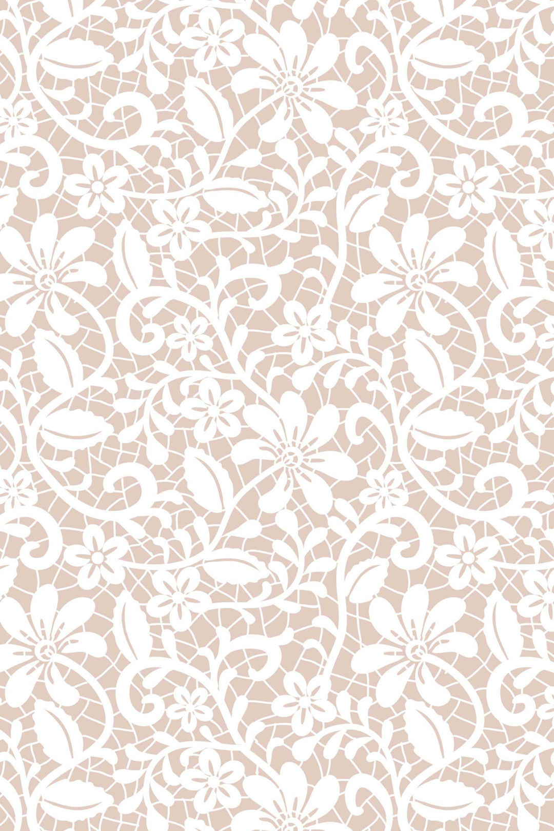 White lace on beige background  Self Adhesive Traditional and Peel and Stick Wallpaper #3266