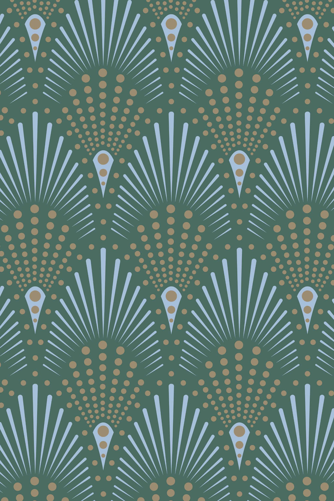 Abstract Pattern Art Deco green and bronze wallpaper #3270