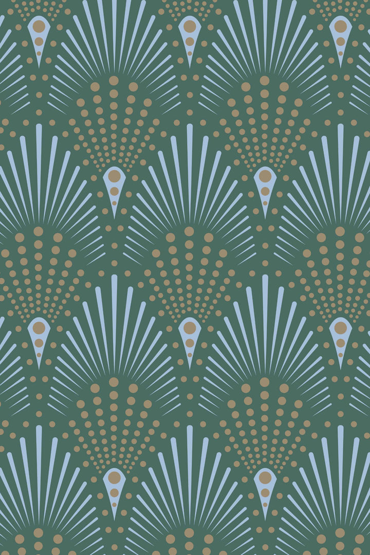 Abstract Pattern Art Deco green and bronze wallpaper #3270