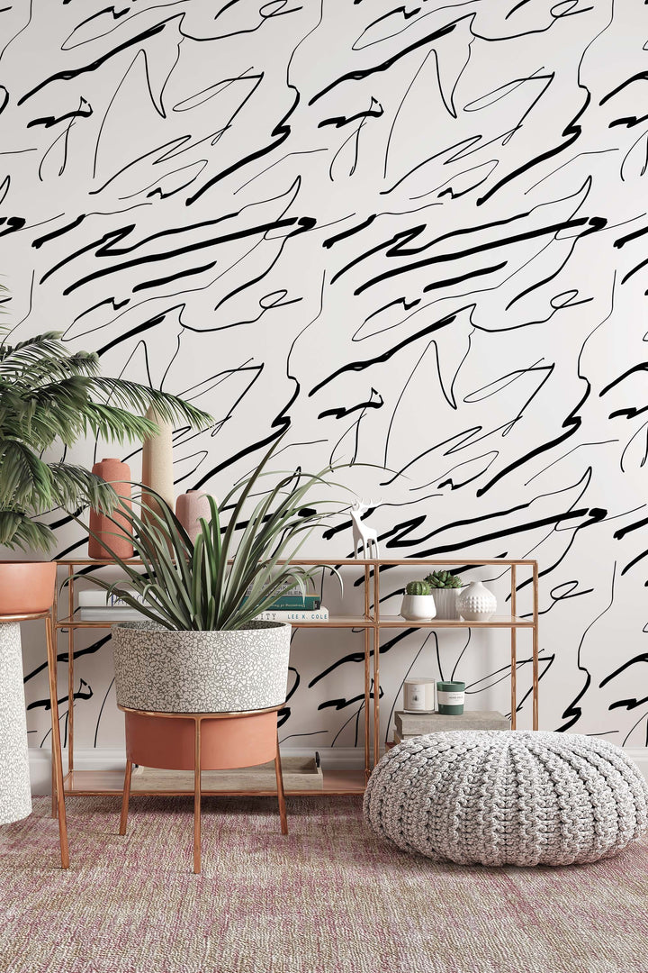 Best Abstract Lines Watercolor Self Adhesive Wallpaper #3274