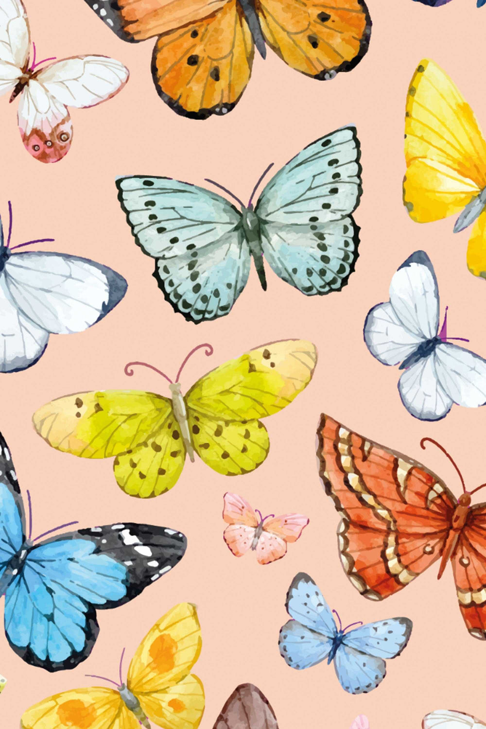 Butterflies Wallpaper on biege background - Removable Self Adhesive pattern wallpaper #3255