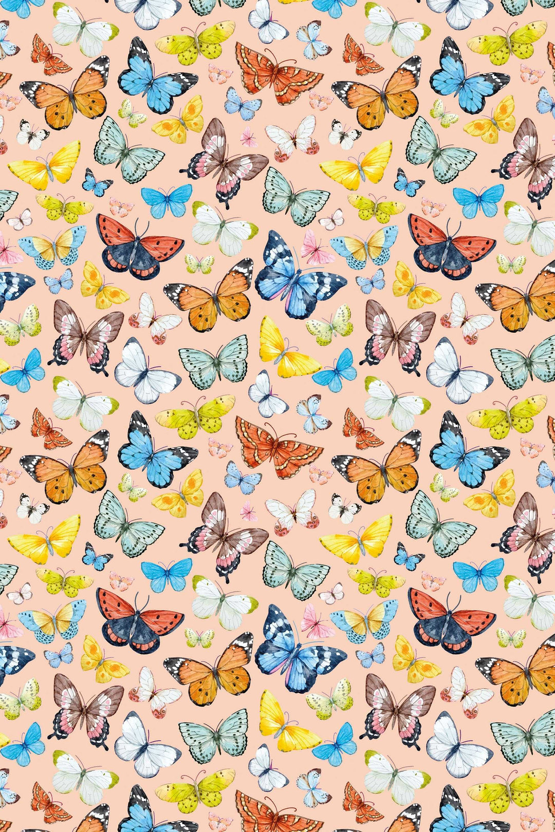 Butterflies Wallpaper on biege background - Removable Self Adhesive pattern wallpaper #3255