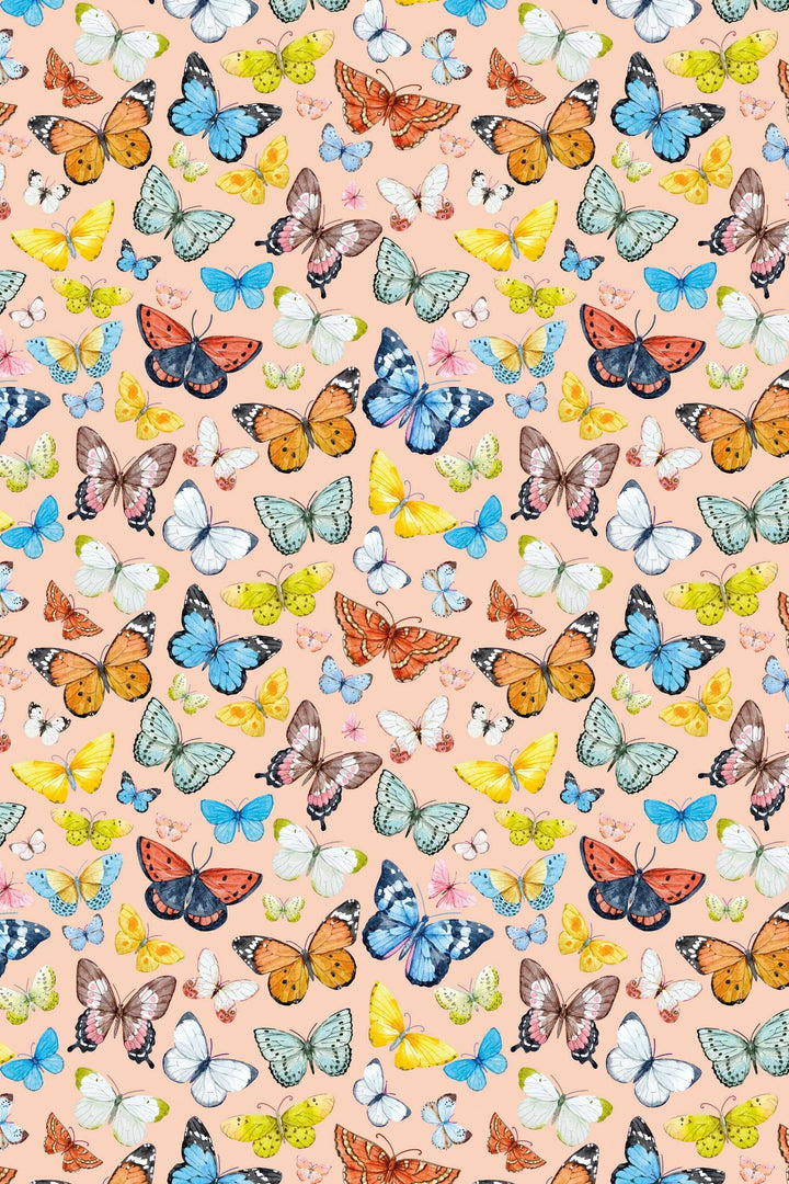 Butterflies Wallpaper on biege background - Removable Self Adhesive pattern wallpaper #3255