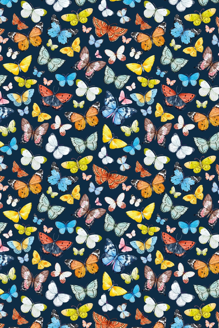 Butterflies Wallpaper on deep blue background - Removable Self Adhesive pattern wallpaper #3256