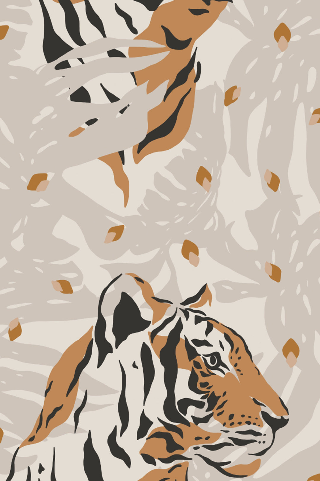 Tiger on the biege background - Peel & Stick Wallpaper - Removable Self Adhesive #3281