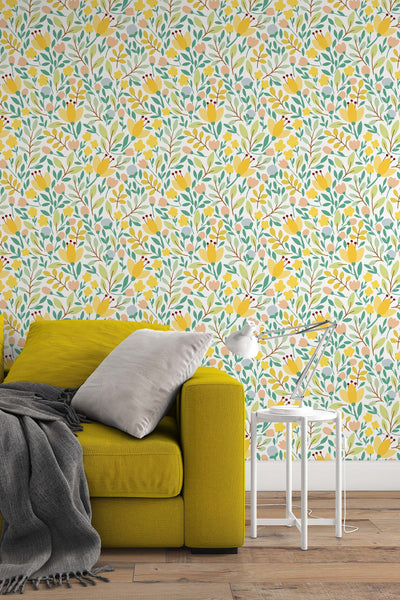 Spring flowers wallpaper - Peel & Stick Wallpaper - Removable Self Adhesive and Traditional wallpaper #3283