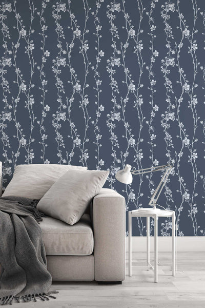 Japanese flowers Self Adhesive Traditional and Peel and Stick Wallpaper #3268