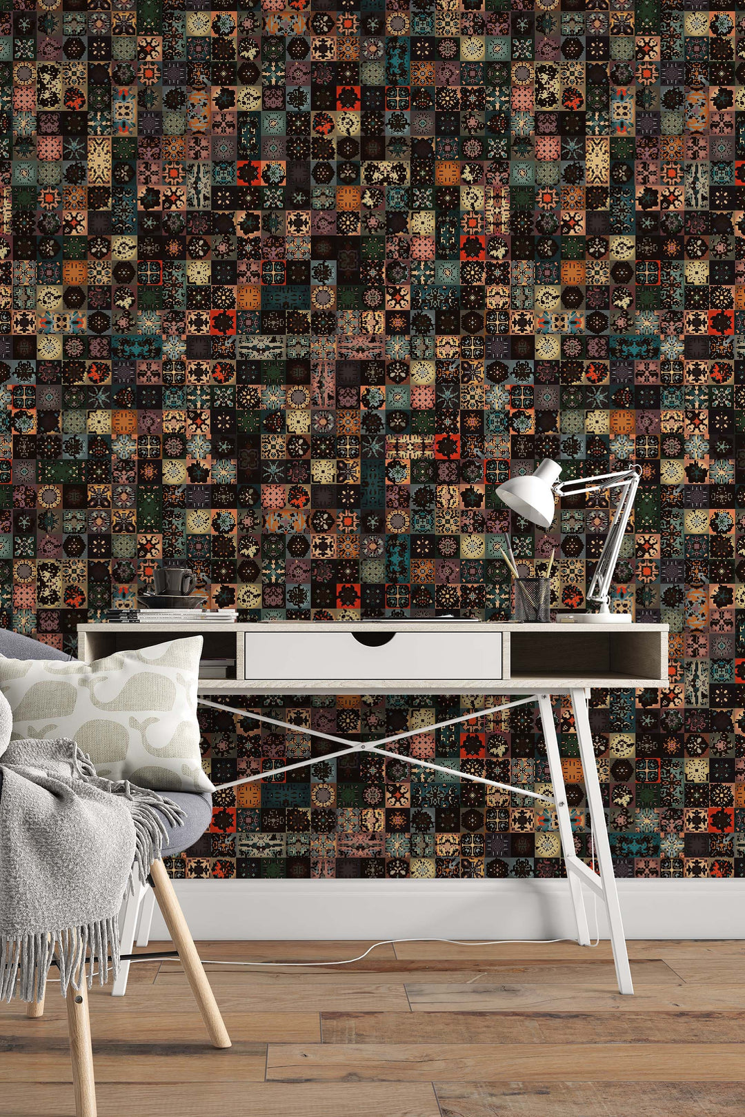 Multicolor peel and stick mosaic wallpaper