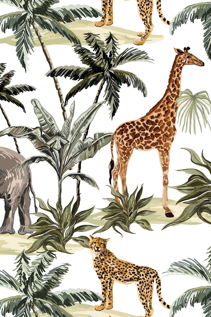 Safari - Fabric Peel & Stick Wallpaper - Removable Self Adhesive - Traditional wallpaper #3289